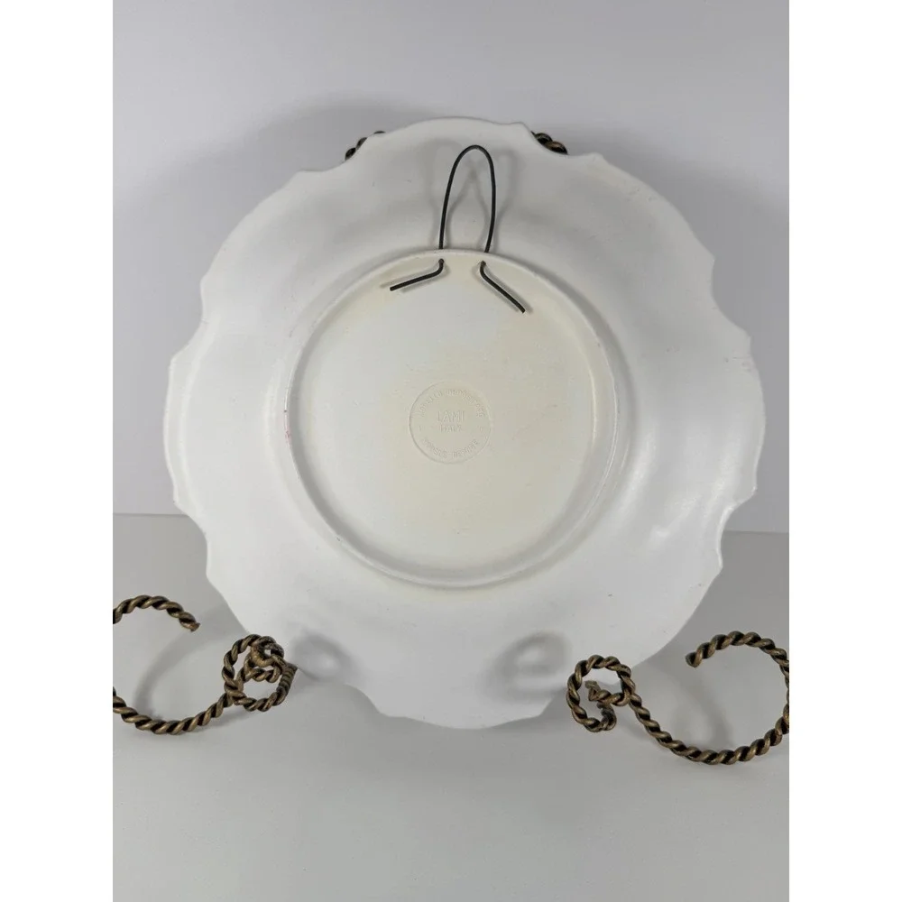 Vtg Lami Italy Melamine Hanging Wall Deer Plate‎ Scalloped Edge 10.5